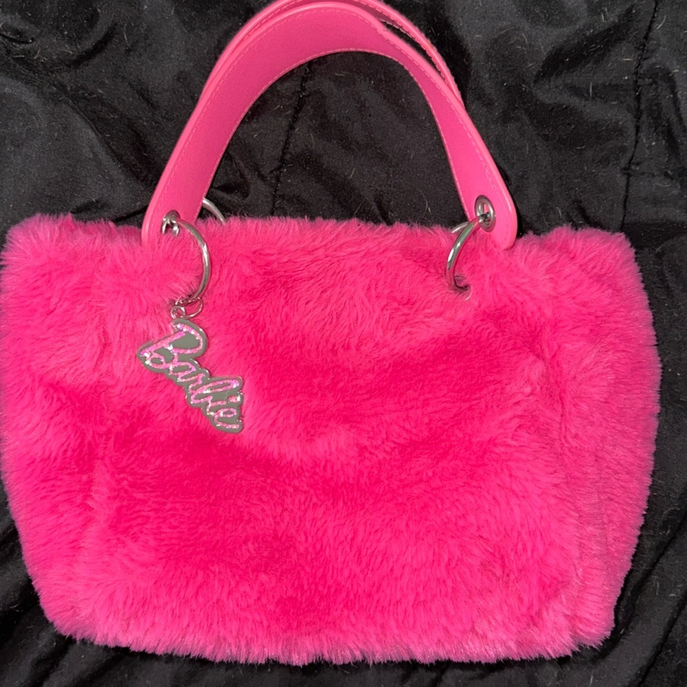 Pink fur barbie purse